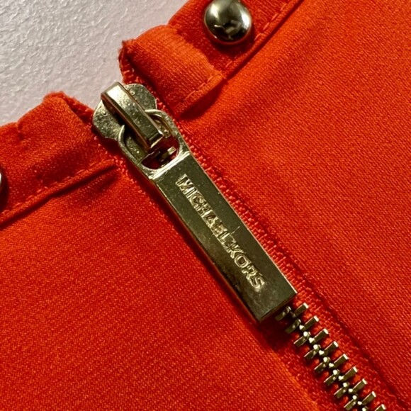 Michael Kors Womens Orange Gold Studded Short Sleeve Mini Dress Size Small - Picture 8 of 12